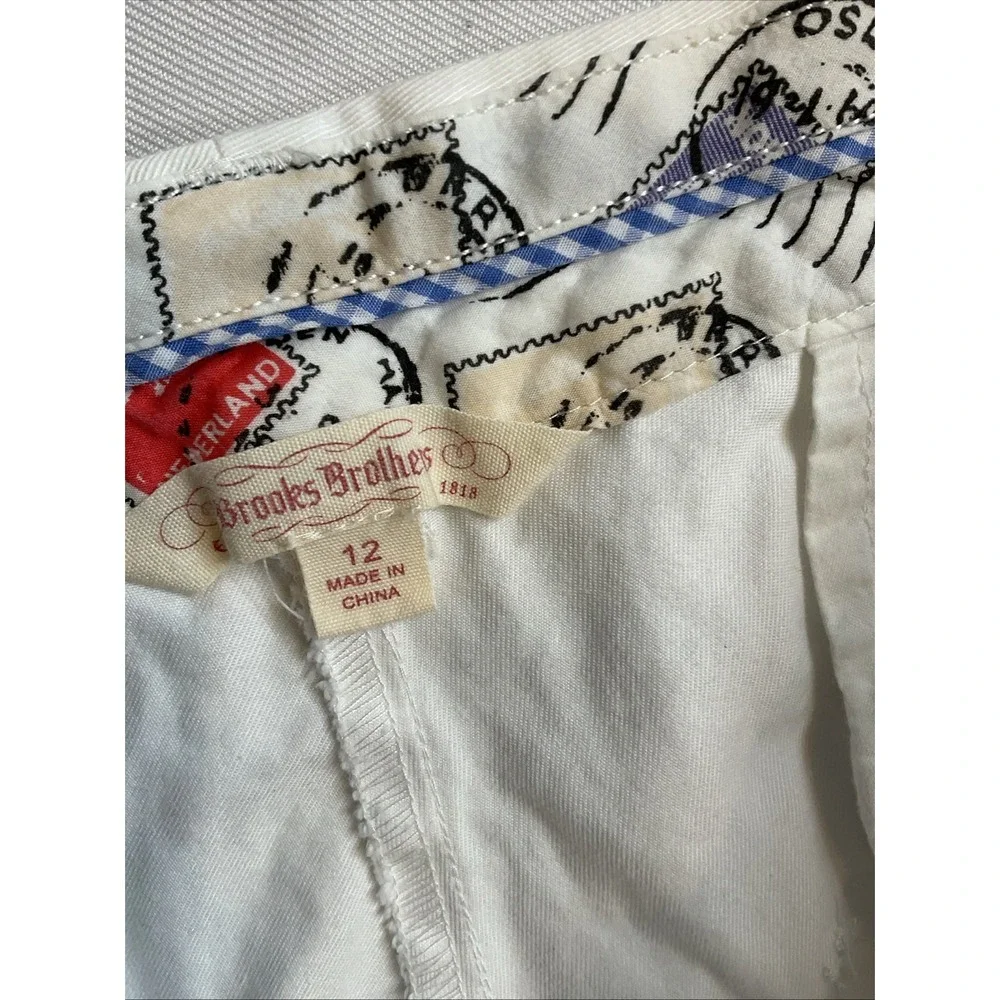 Brooks Brothers White Cotton Chino‎ Pants Embroidered Anchors Size 12 Straight